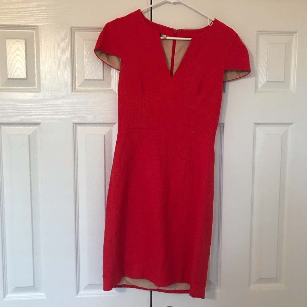 Gorgeous coral tweed dress